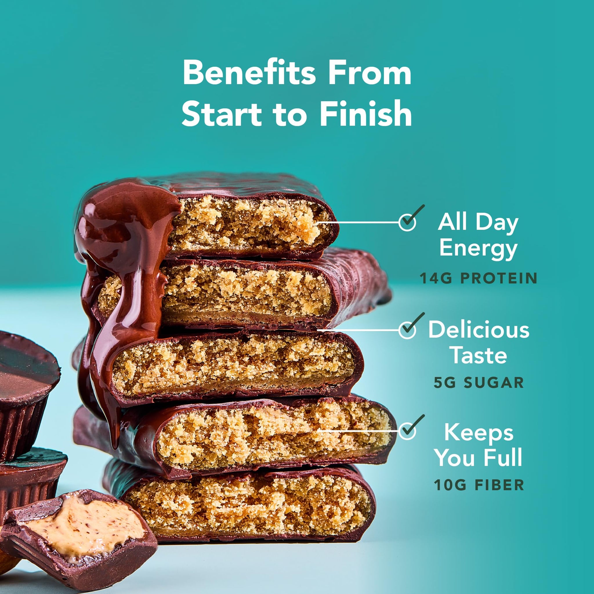 ALOHA Organic Plant Based Protein Bars - Almond Butter Cup - 12 Bars, Vegan, Low Sugar, Gluten-Free, Paleo, Low Carb, Non-GMO, No Stevia, No