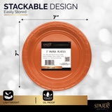Amcrate Disposable Paper Plates Orange, 7 Inch Paper Dessert Plates, Strong and Sturdy Disposable Plate for Party, Dinner, Holiday, Picnic, or Travel