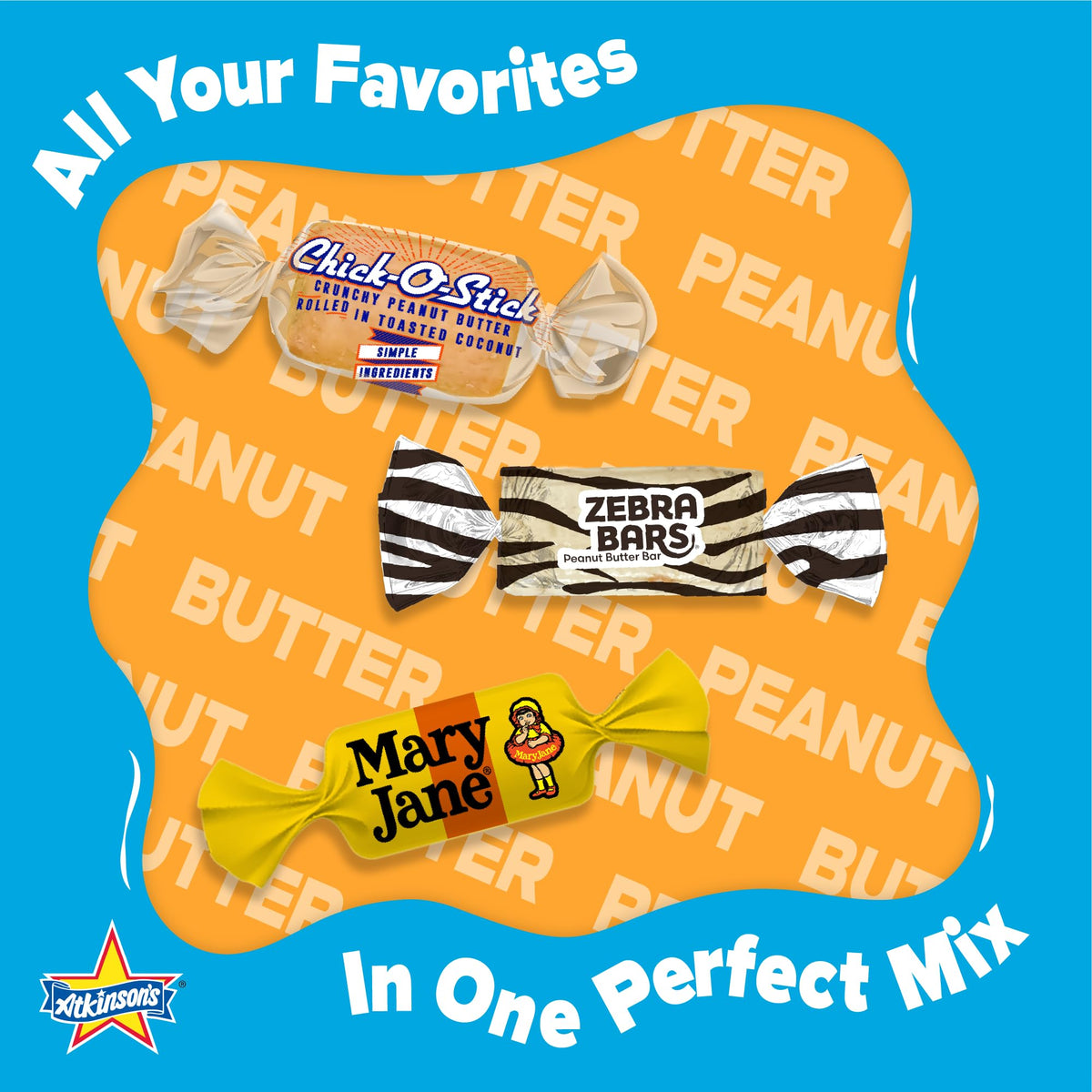Atkinson's Peanut Butter Candy Variety Pack with Chick-O-Stick, 3 lb Bag