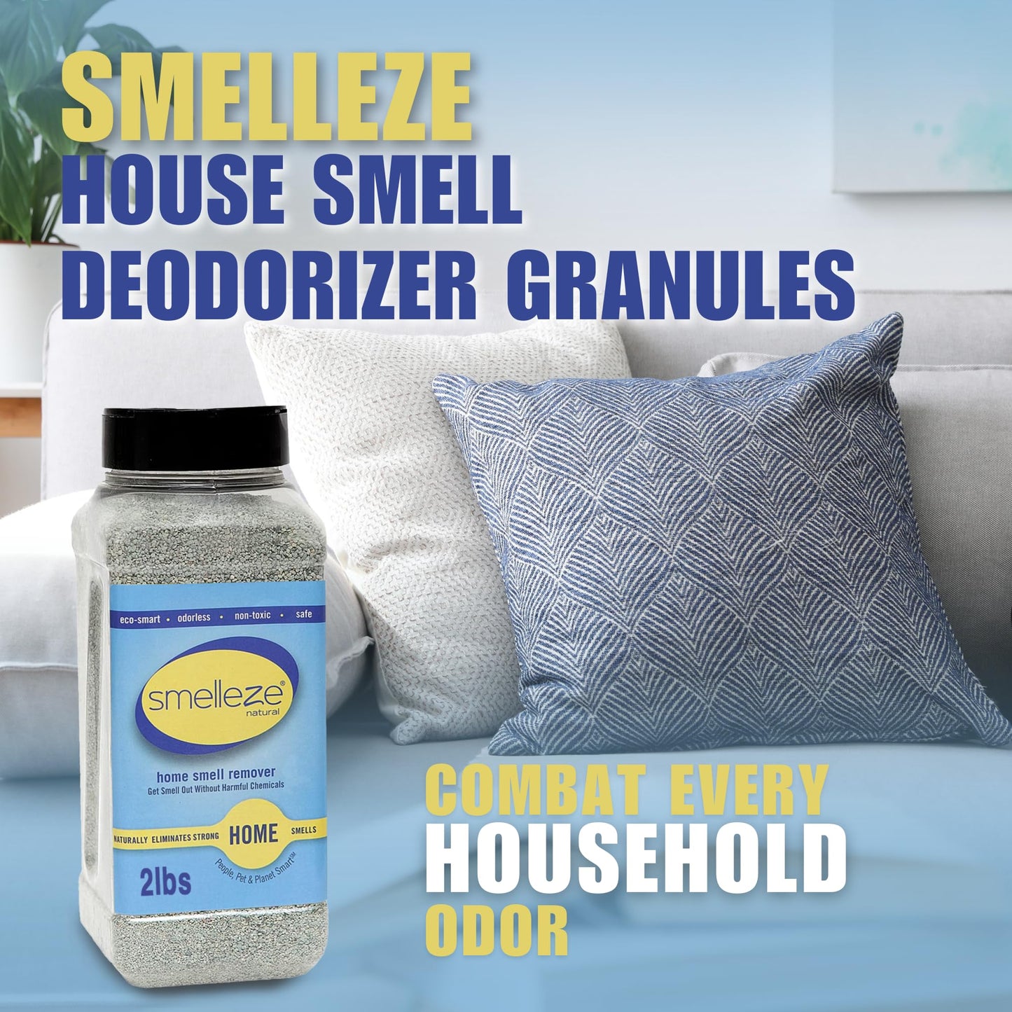 SMELLEZE Natural House Smell Deodorizer Granules - Natural Odor Eliminator for Home, Deodorizes Furniture, Drawers, Cabinets, Sofas, Mattresses