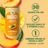 V8 Energy Peach Mango Energy Drink, 8 fl oz Can (12 Pack)