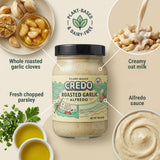 Credo Foods Sauce Roasted Garlic Alfredo 15 oz - Pasta Sauce for Fettuccine and Pantry Staples - Creamy Garlic for Cheese Dip and Nacho Style Dishes