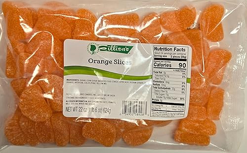 Eillien's Orange Slices Candy, Chewy Sugar-Coated Jelly Candies, Fruity Flavor, 22 oz