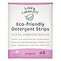LAZY COCONUTS Eco Friendly, Plant Powered Laundry Detergent Strips - Fragrance Free, Unscented, Ultra Concentrated, Earth Friendly No Plastic