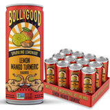 Bollygood Sparkling Lemonade, Lemon Mango Turmeric, Indian Inspired Beverage Nimbu Pani, No Artifical Colors or Flavors, Non-GMO Project Verified, 12