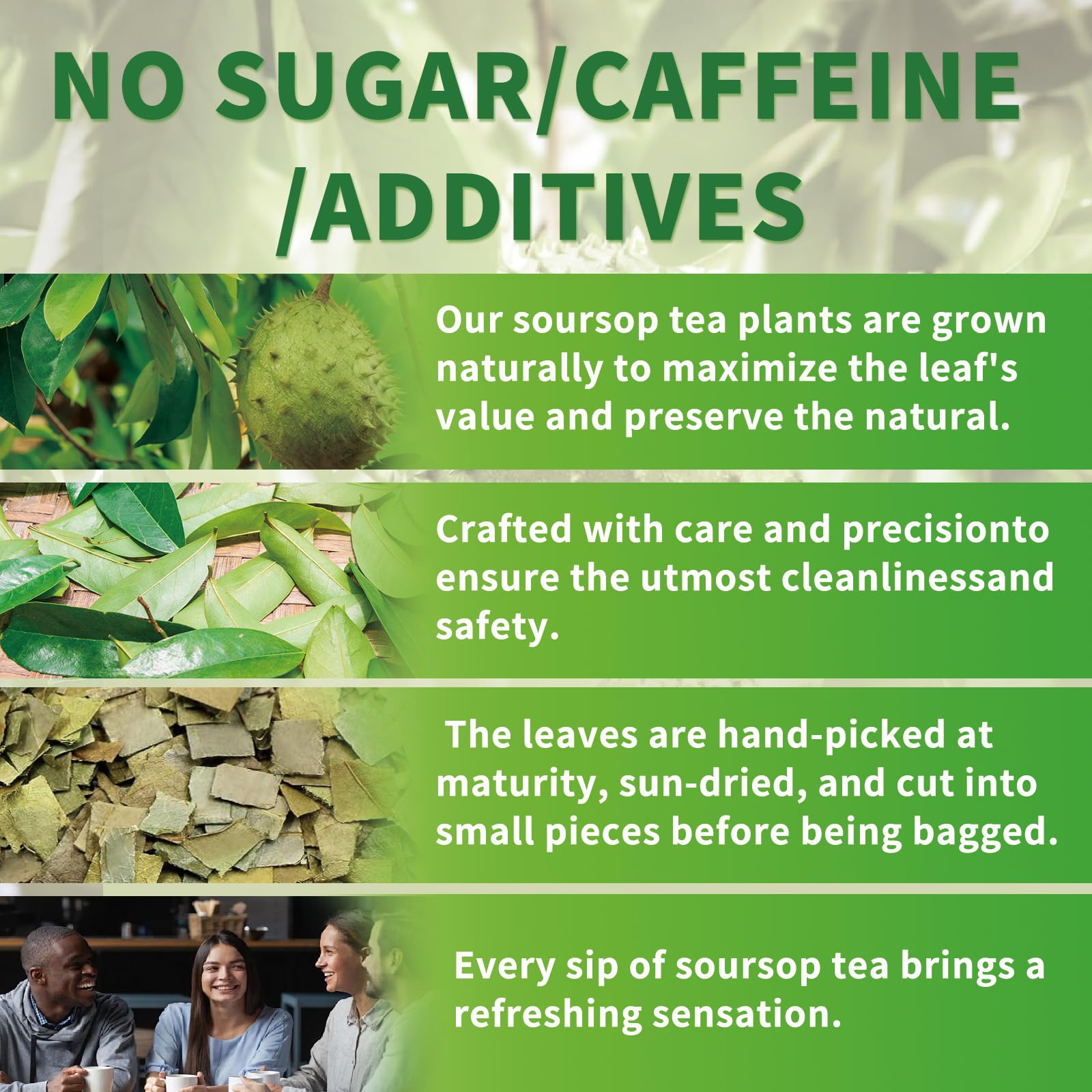 60 Handmade Soursop Bags, 100% Pure and Natural, No Sugar/Caffeine/Additives - Support Antioxidants and Relax Your Body and Mind