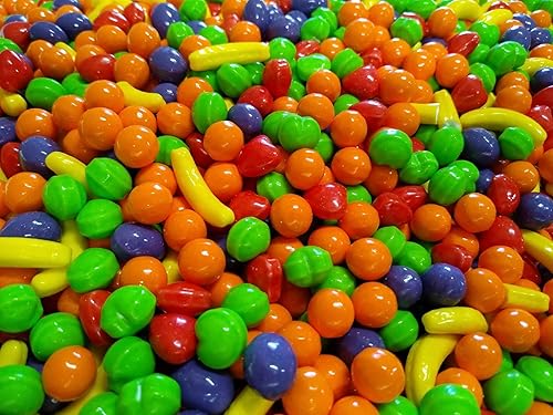 1 lb Bulk Mini Fruit Shaped Candy - Fruity Crunchy Candy in Banana, Strawberry, Orange, Grape & Apple Flavors | Classic Nostalgic Mix