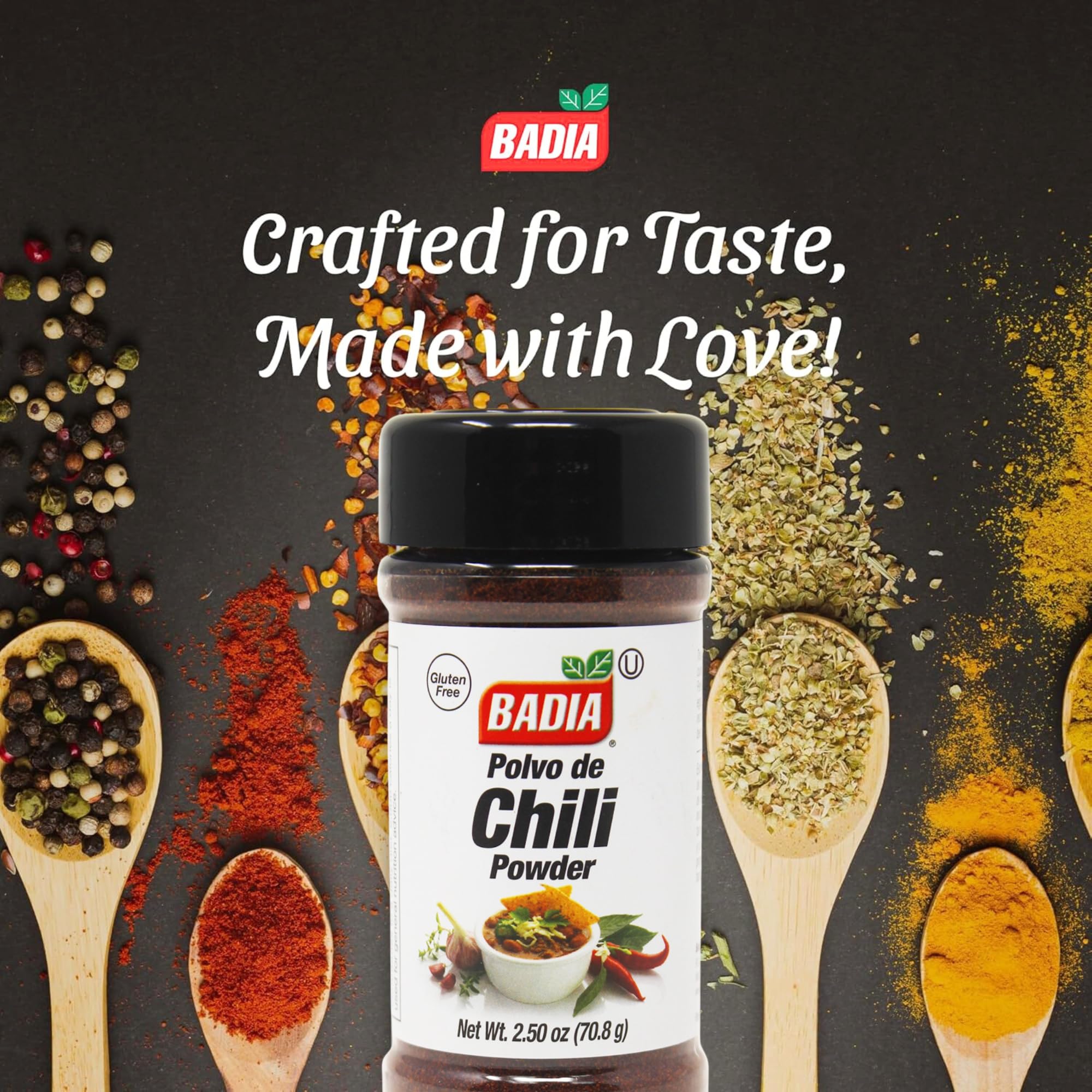 Badia Chili Powder, 2.5 oz - Bold and Smoky Blend with Mild Heat - Ideal for Tacos, Chili, Soups & Rubs