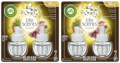 Air Wick Scented Oil Refills - Life Scents - Paradise Retreat - 2 Count Oil Refills Per Package - Pack of 2 Packages