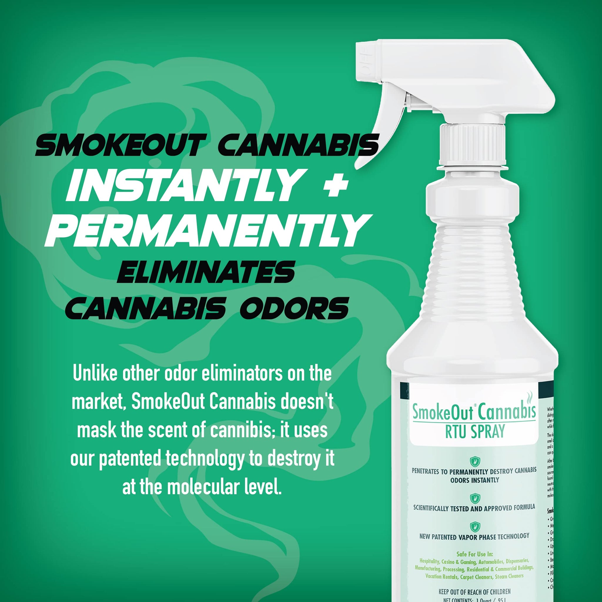 SmokeOut - Commercial Strength Cannabis Odor Eliminator - Neutralizer, Deodorizer, Odor Remover (32 ounce)