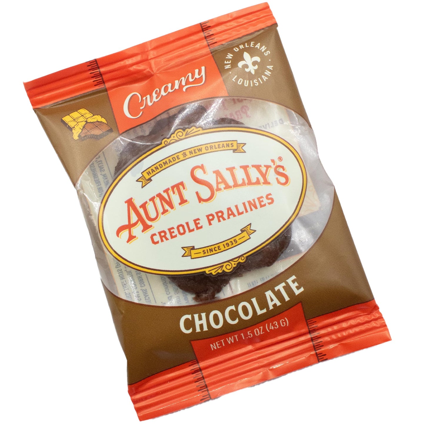 Aunt Sally's Creamy Chocolate Pralines- 6 count box- New Orleans Most Famous Praline- Handmade Pecan Candy