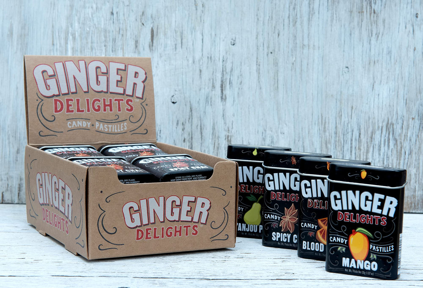 Ginger Delights Four Flavor Variety Pack | Genuine Ground Ginger Root, Natural Flavors | Kosher Certified, Vegan, Gluten Free | Aspartame & Xylitol