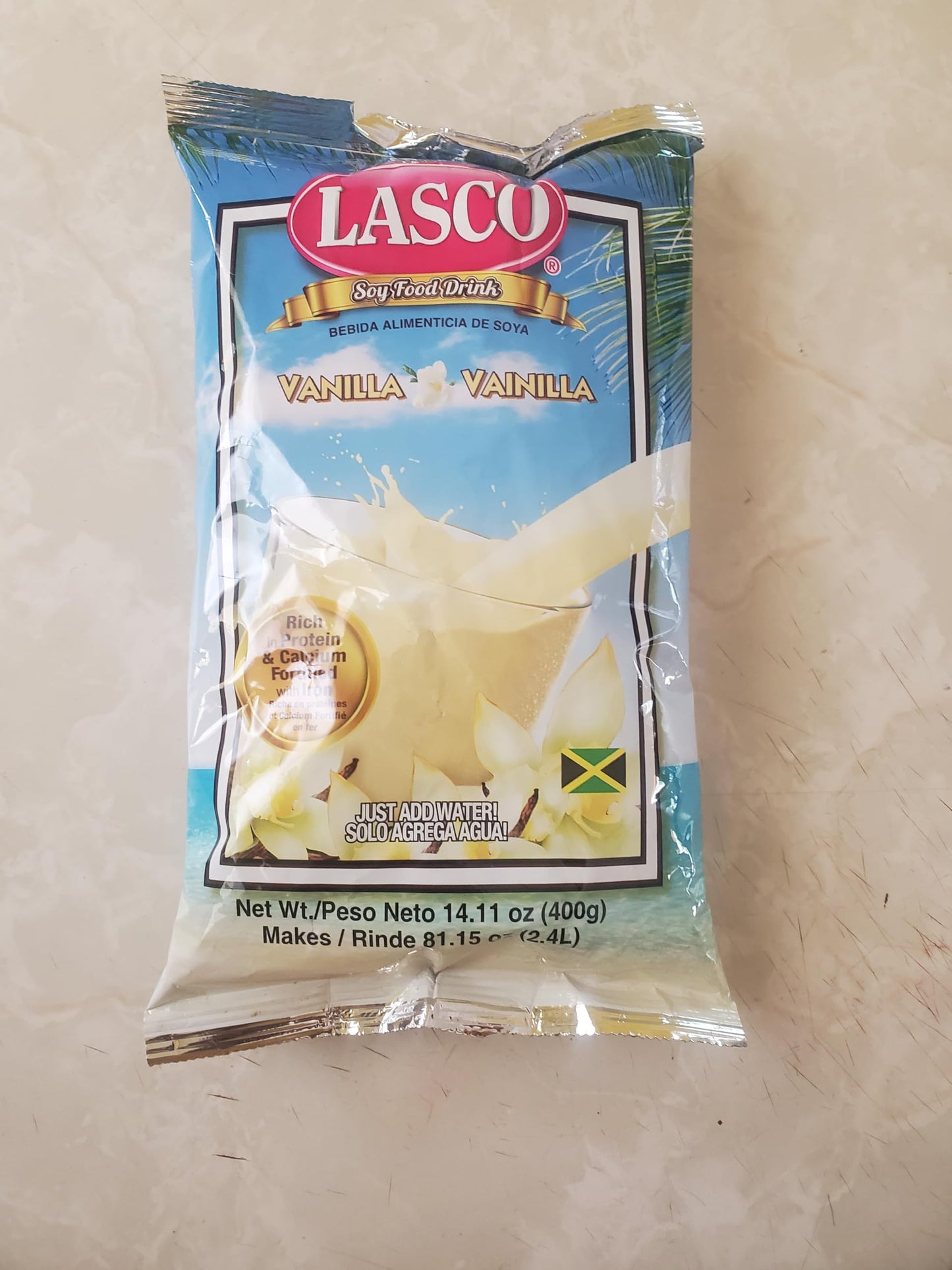 Lasco Soy Food Drink Vanilla, 14.11 oz (400 g) Pack | Jamaican Soy Beverage Mix with Protein, Calcium & Iron | Family Size Vanilla Flavour