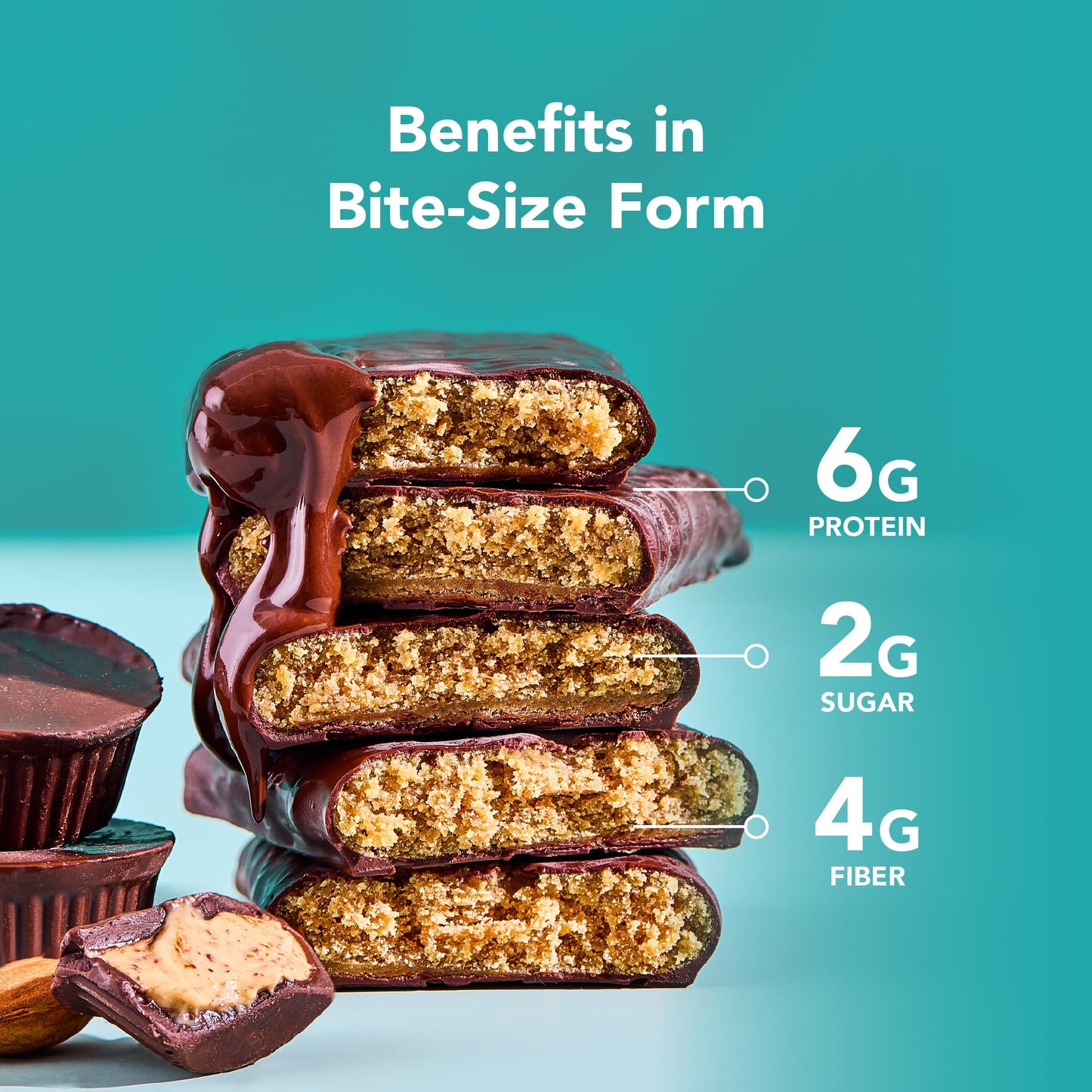 ALOHA Organic Plant Based Protein Bar MINIS | Almond Butter Cup | GLP-1 Friendly, 20 Count, 24g Bars | Vegan, Low Sugar, Gluten Free, Low Carb