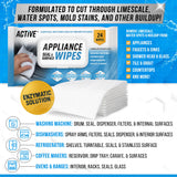 ACTIVE Home Appliance Surface Cleaner Wipes Heavy Duty Wipe for Cleaning Washing Machine, Dryer Stainless Steel Refrigerator, Glass Cooktop