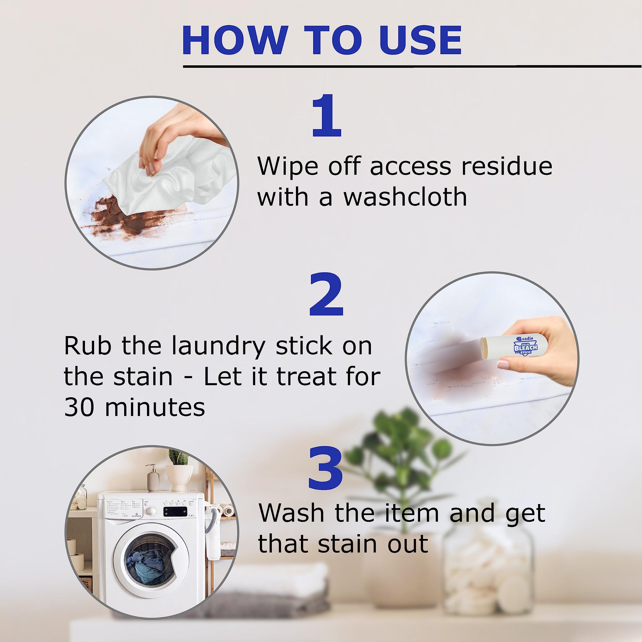 Solid Bleach in a Stick - Concentrated and Natural Stain Remover Solution for White Clothing - Pocket Bleaching Tube for Dirty Spots | Household