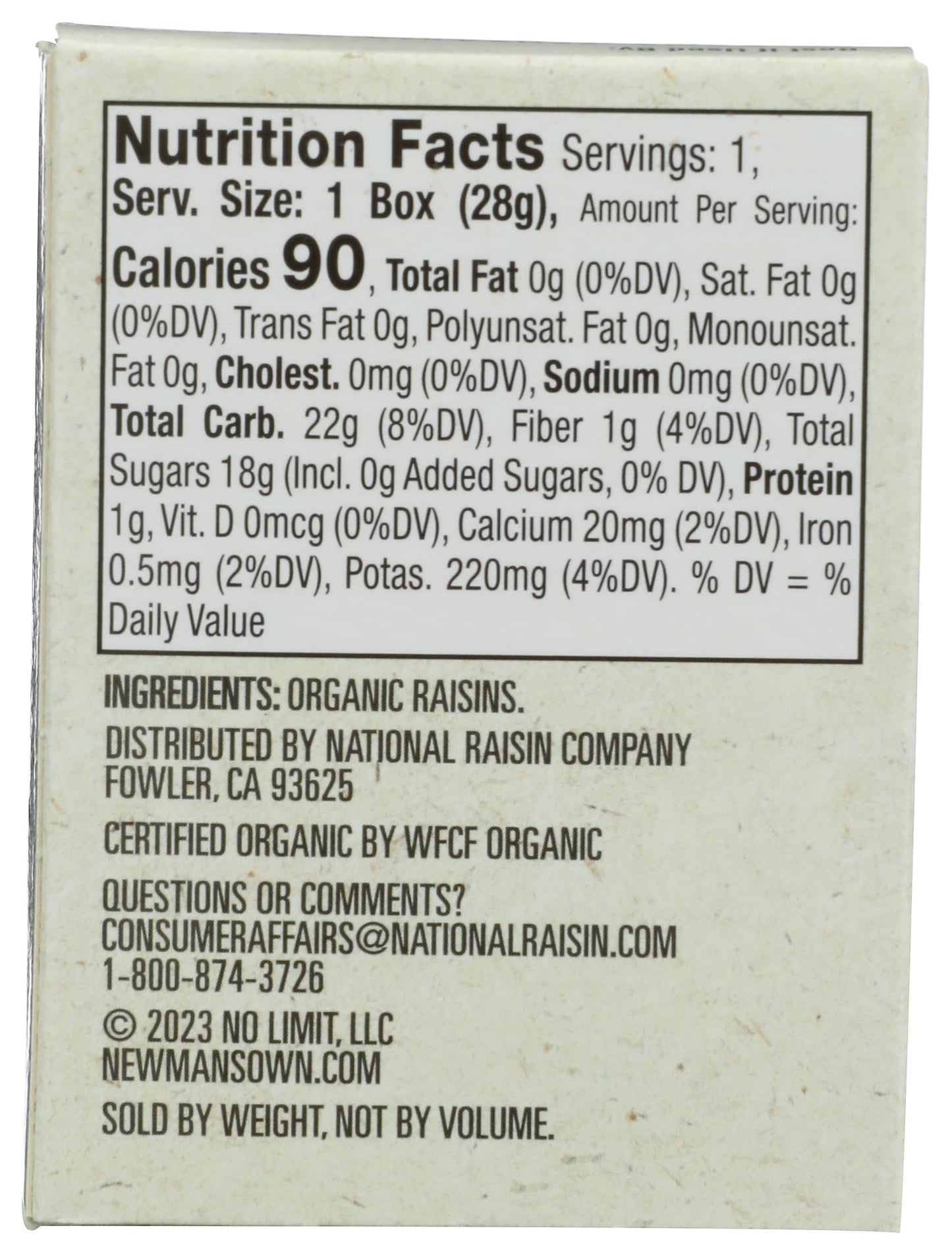 Newman's Own Organics Raisins, 1-Ounce Boxes (Pack of 6)