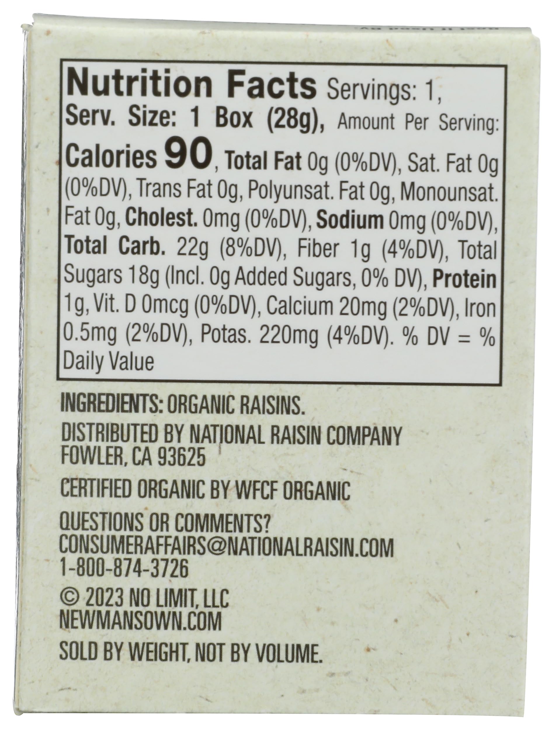 Newman's Own Organics Raisins, 1-Ounce Boxes (Pack of 6)