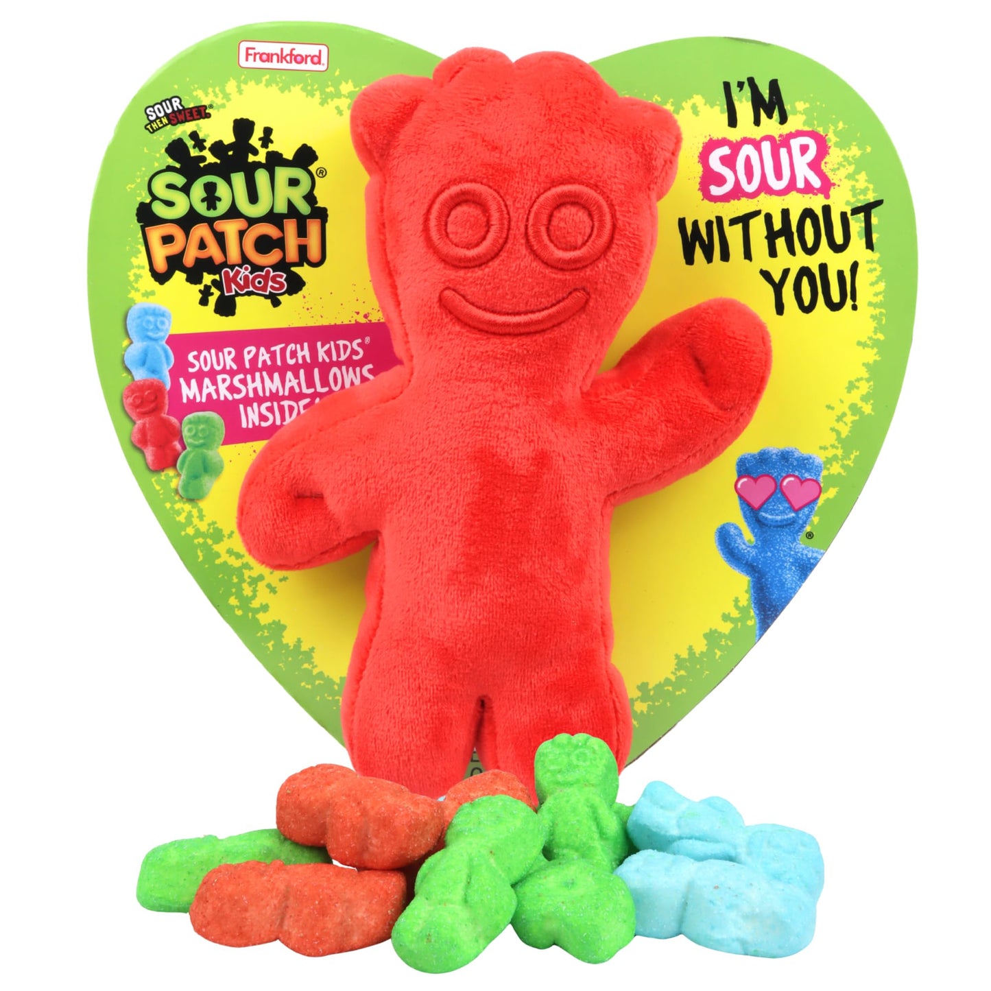 Sour Patch Kids Valentines Gift Box, Assorted Fruit Flavored Marshmallow Candies, Plush Accessory Included, 3.53 Ounces