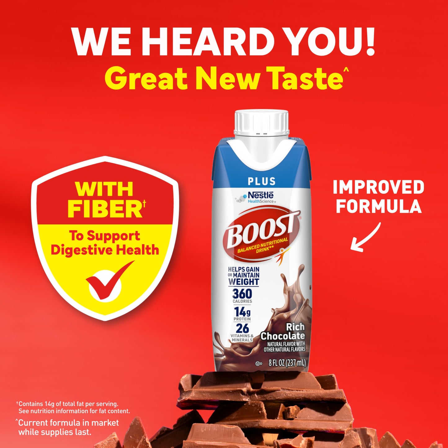BOOST Plus Balanced Nutritional Drink, Rich Chocolate, 8 FL OZ (Pack of 6)