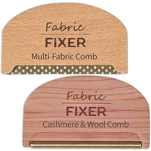 Cashmere Pill Remover Comb & Multi Fabric Shaver Depilling Sweater Fuzz Comb Set (Cedar & Beech Wood) Wool Pilling Remover for Delicate Clothing