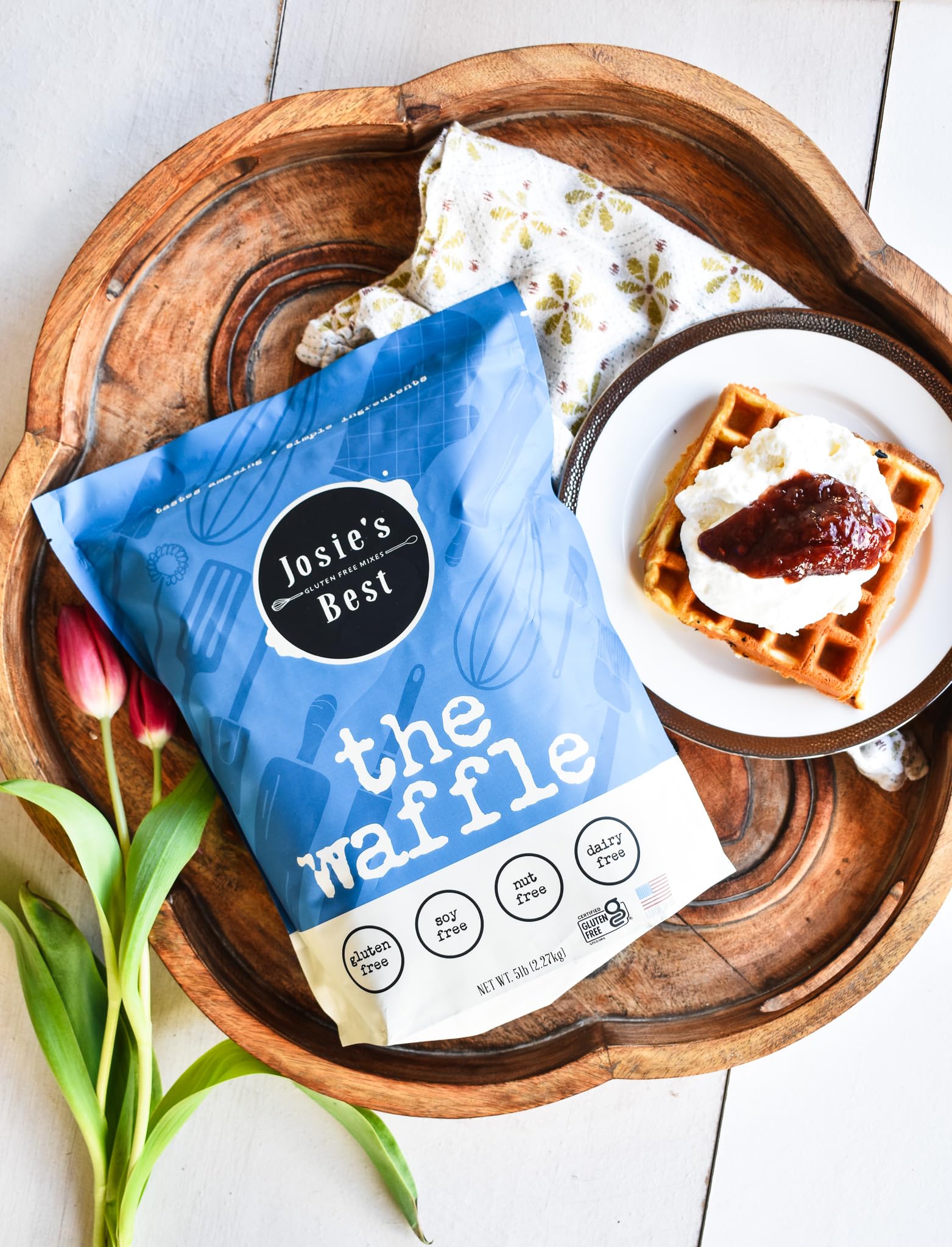 Josies Best Gluten Free Mixes Waffle Mix - 5lb Bulk Bag for GF Waffles & Belgian Waffles - Certified Gluten Free - Dairy Free, Made in Dedicated