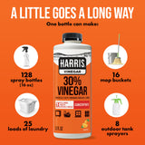 HARRIS 30% Extra Strength Concentrated Vinegar for Home Cleaning and Outdoor Use, #1 Cleaning Vinegar Brand in America, Citrus Scent, 32 Fl Oz Makes