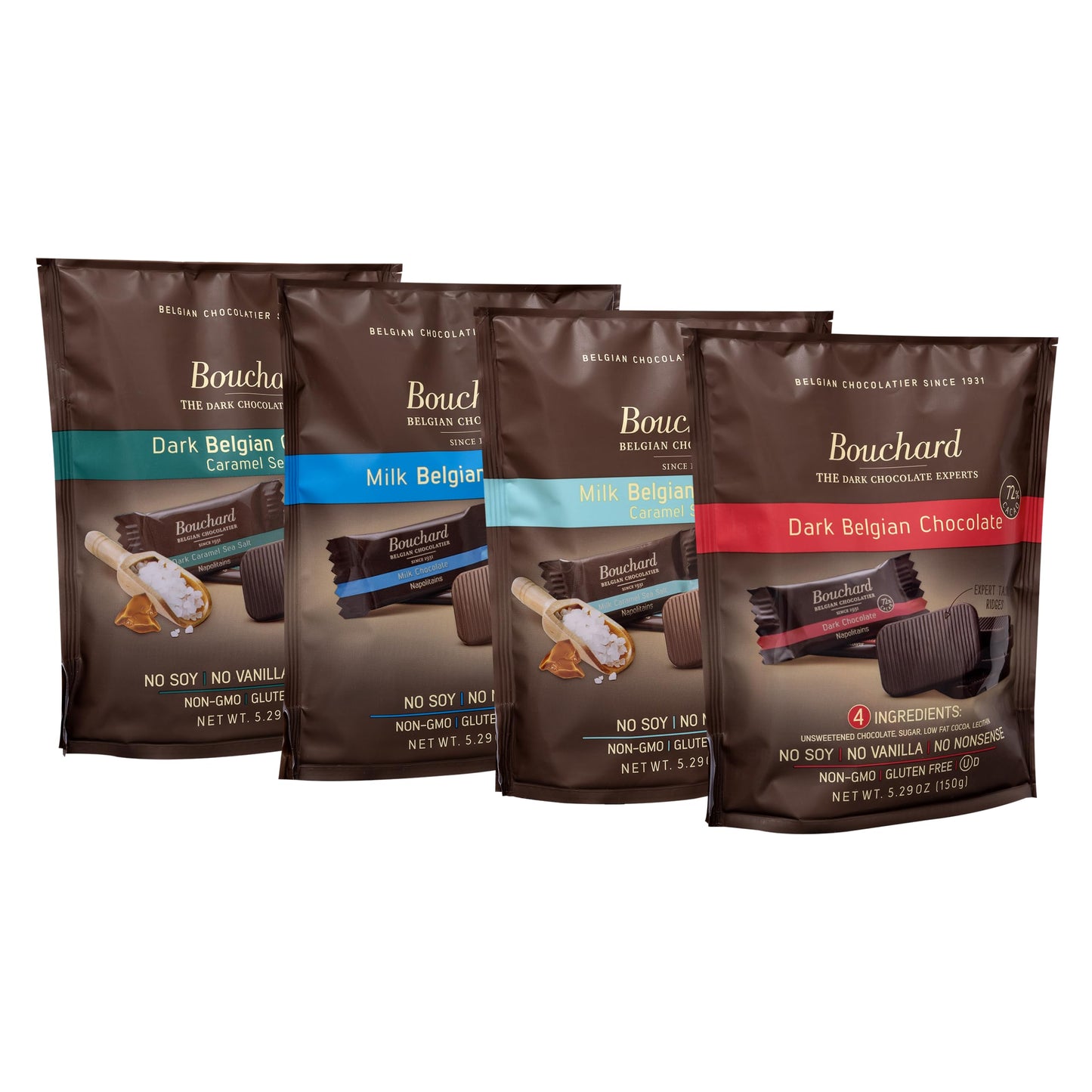 Bouchard Chocolate Mini Bags (4 Pack, Variety)