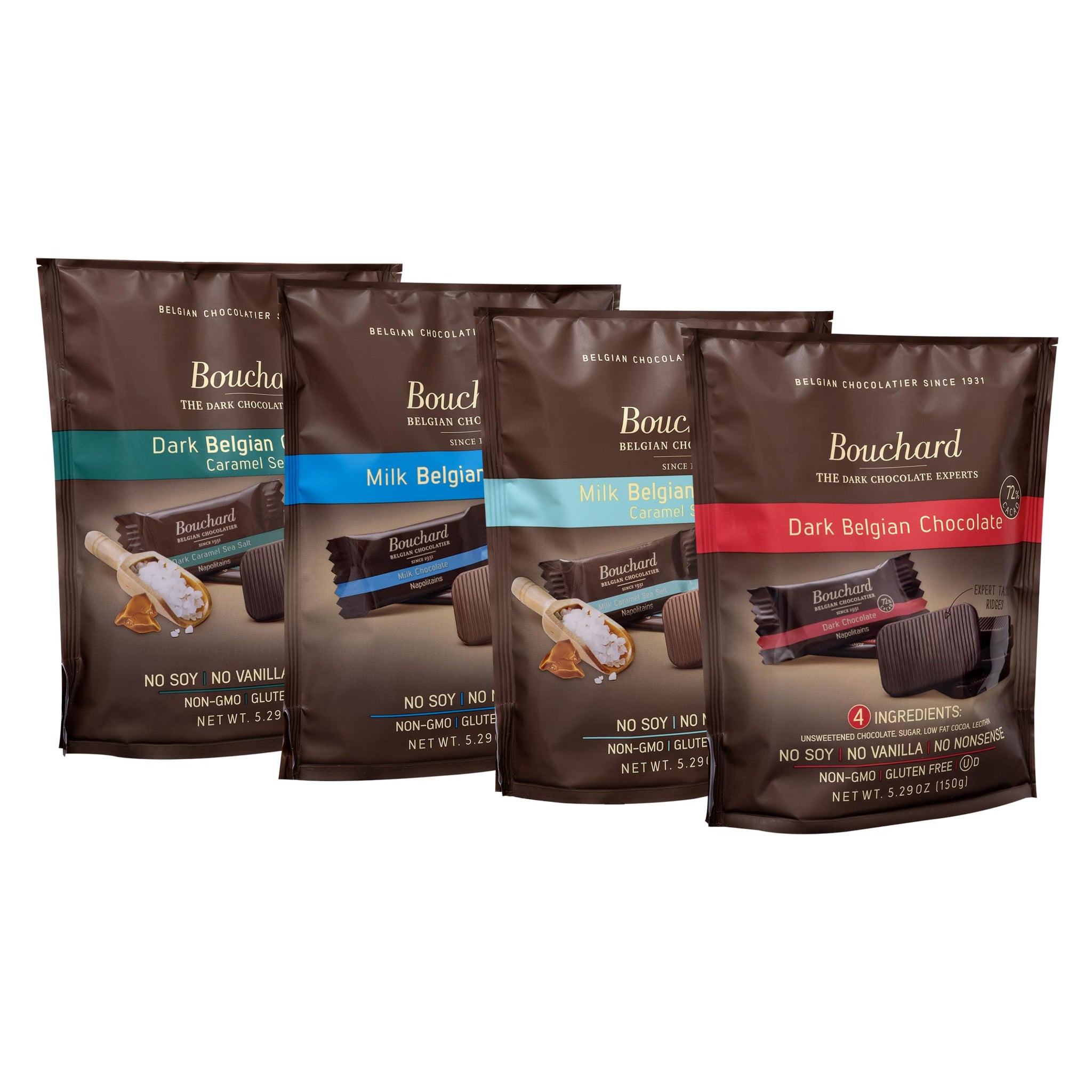 Bouchard Chocolate Mini Bags (4 Pack, Variety)