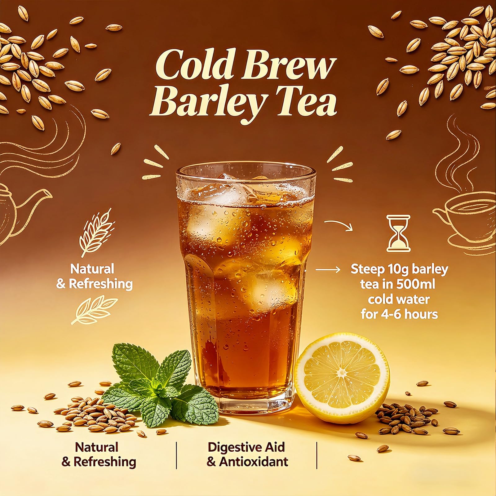 10.5 oz Roasted Barley Tea - Caffeine-Free, Sugar-Free | Nutty Korean-Style Grain Tea | 300 g