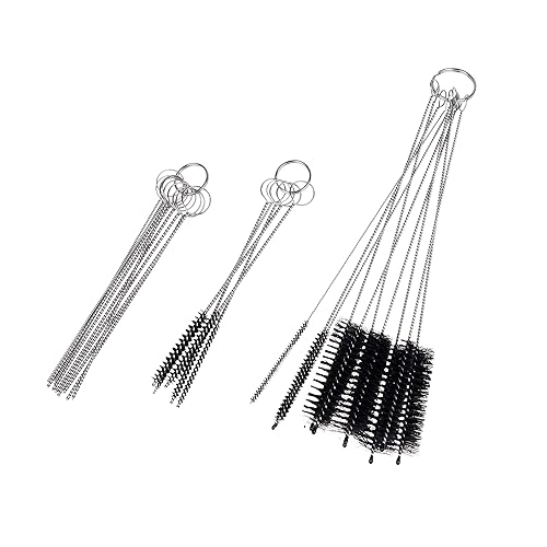 Set of 15 Cleaning Brushes and 10 Cleaning Needles - for Small Openings/Tubes/Pipes - for Example: Spray Paint Gun, Car/Motorcycle/Scooter Carburetor