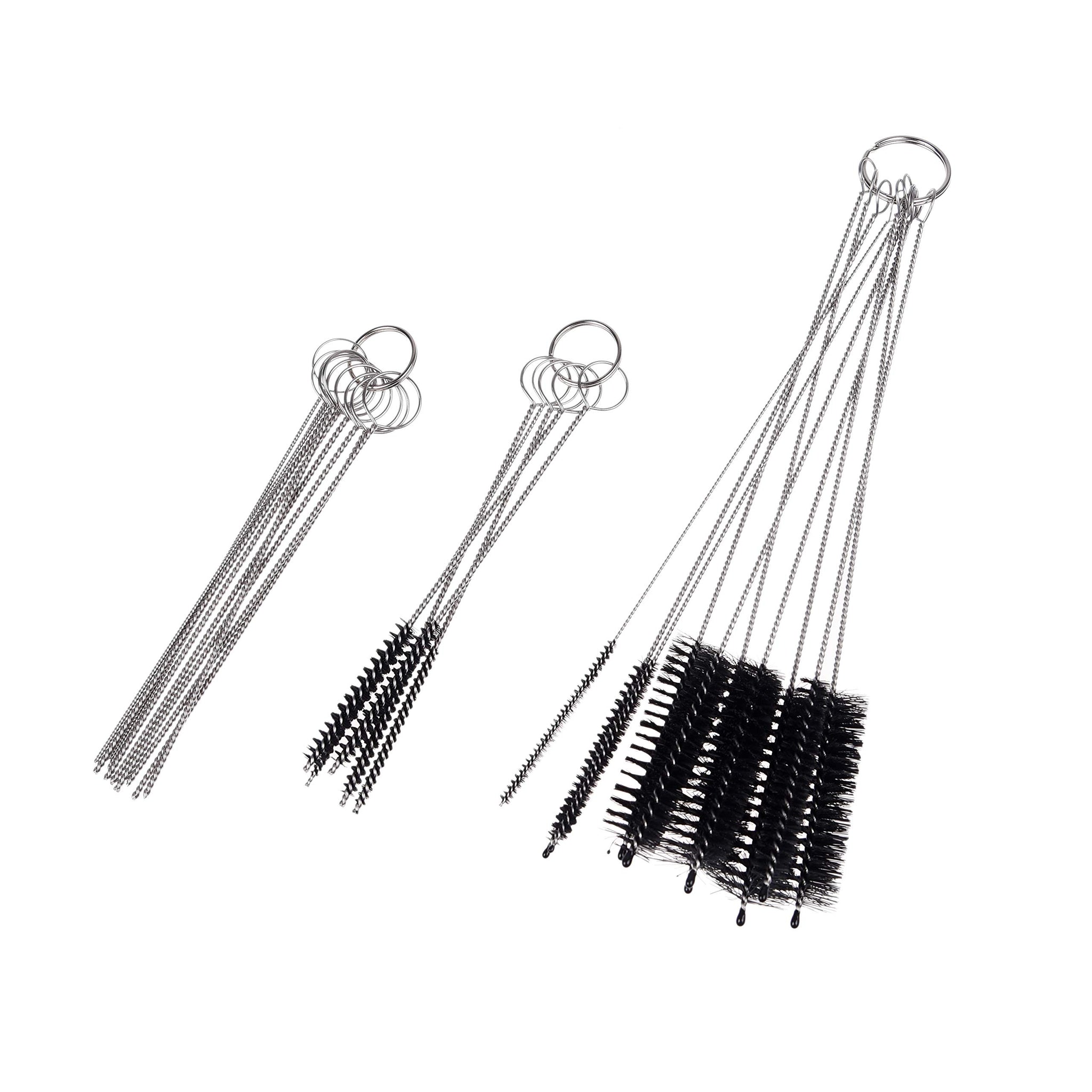 Set of 15 Cleaning Brushes and 10 Cleaning Needles - for Small Openings/Tubes/Pipes - for Example: Spray Paint Gun, Car/Motorcycle/Scooter Carburetor