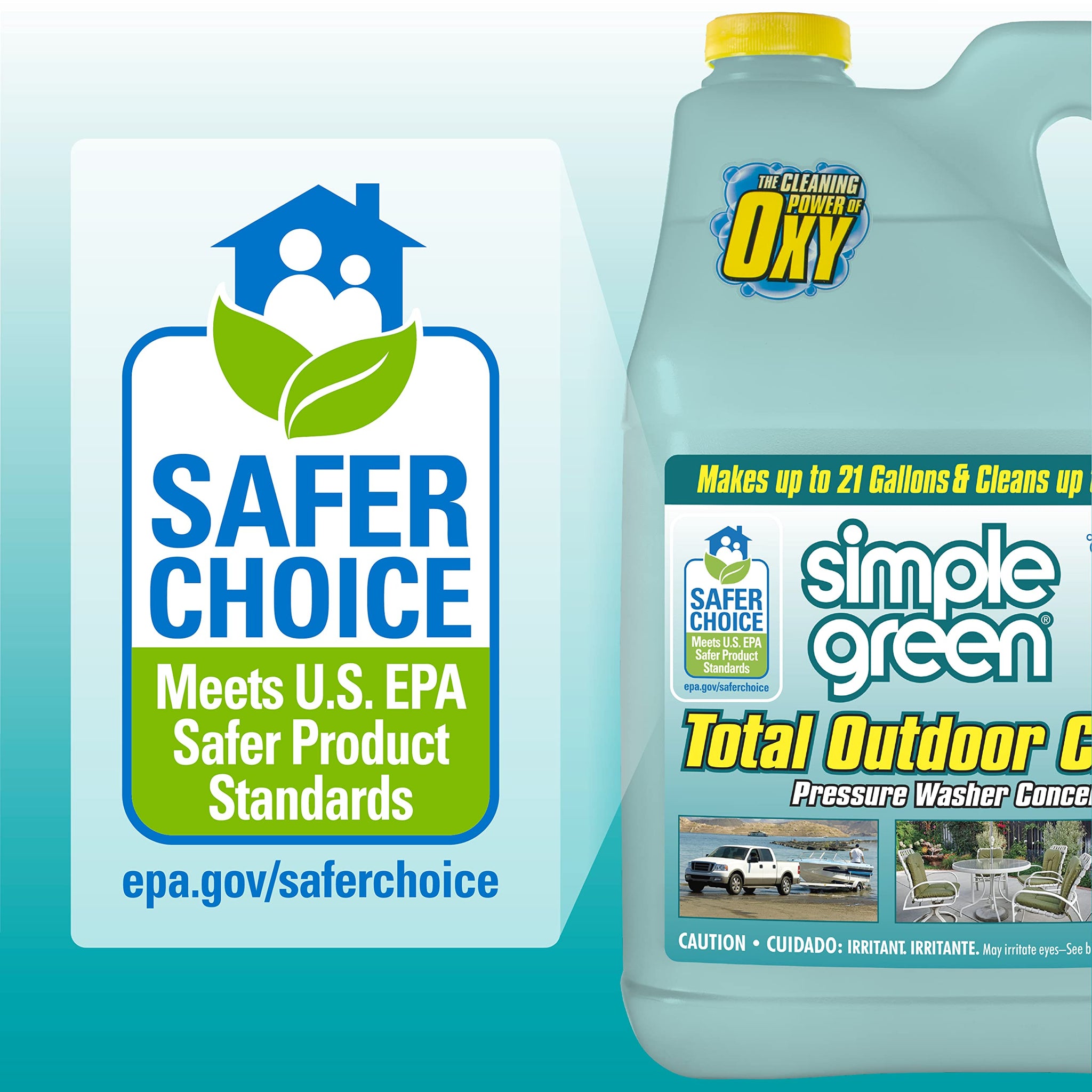 Simple Green Oxy Solve Total Outdoor Cleaner Concentrate, Pressure Washer & Manual Use, EPA Safer Choice Certified, Peroxide Cleaner for Wood