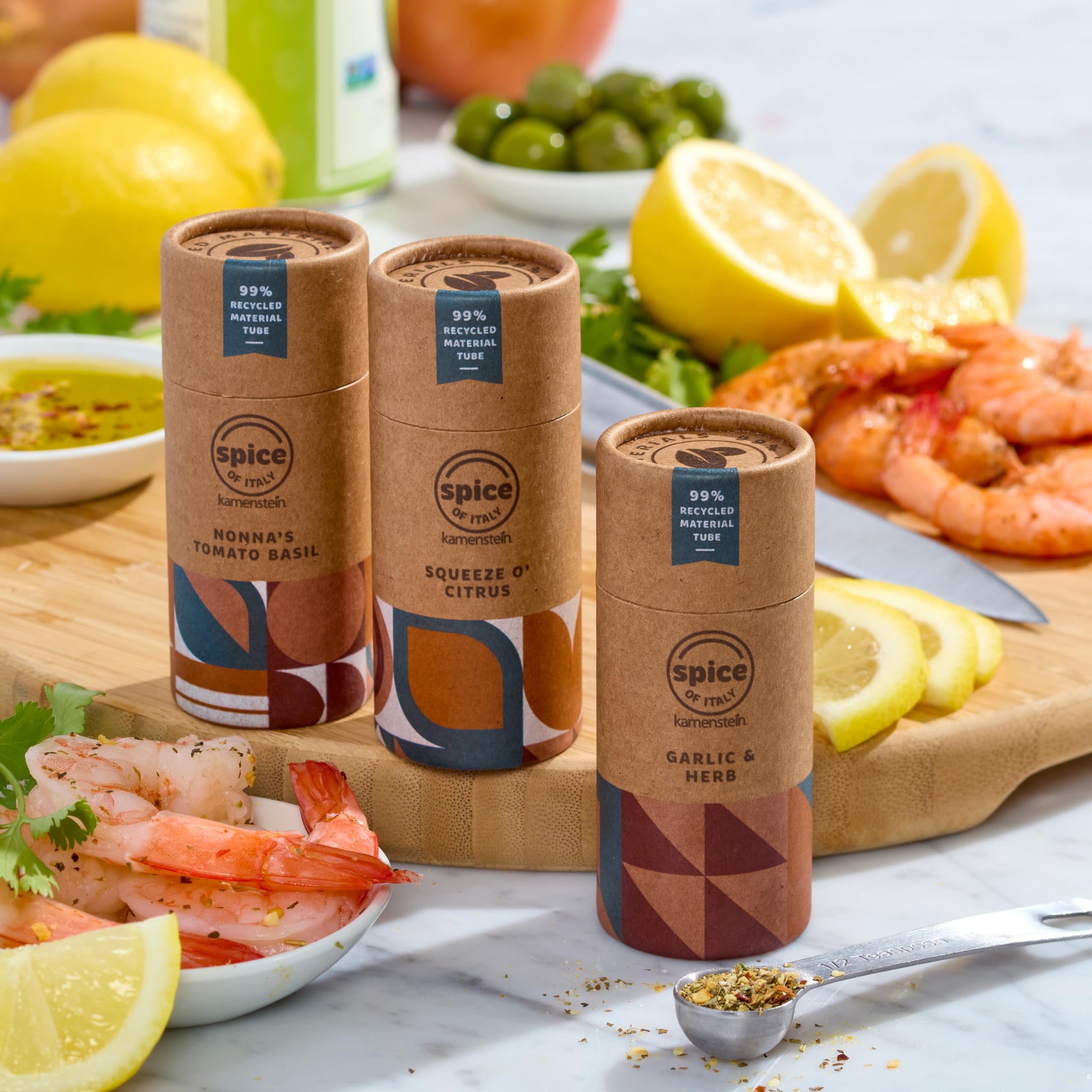 Kamenstein Kraft Paper Spice Tube Set, Packaging made of 99 percent recycled material, with Spices Included, Mediterannean Mixes
