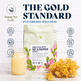 HAPPY FOX Organic Sea Moss Raw Gold Makes 170oz of Seamoss Gel Rich in Vitamins & Minerals, Certified Non-GMO, Wildcrafted, Sundried Superfood - 8oz