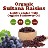 Food to Live Organic Sultana Raisins, 1.5 Pounds - Non-GMO, Unsweetened, Unsulfured, Lightly Coated with Organic Sunflower Oil, Vegan, Paleo Friendly