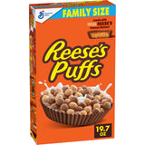 REESE’S PUFFS Chocolatey Peanut Butter Cereal, Kid Breakfast Cereal, Family Size, 19.7 oz