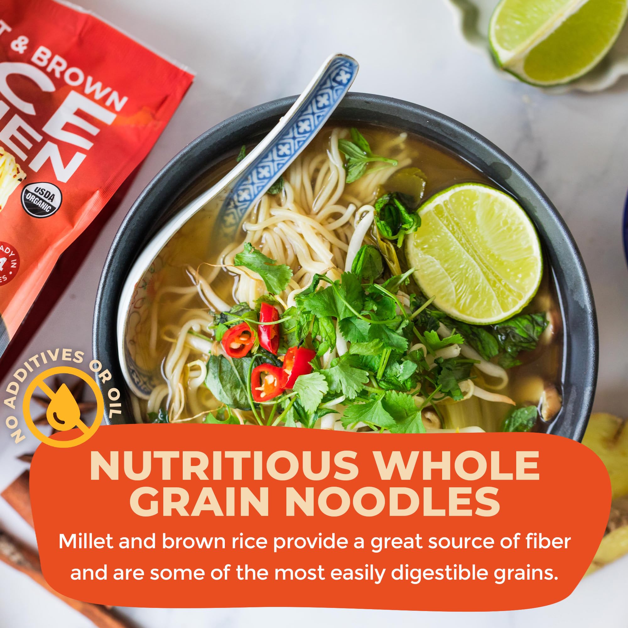 Lotus Foods Organic Millet & Brown Rice Ramen - Gluten Free Rice Ramen, Whole Grain Ramen Noodles, Low Sodium Rice Noodles, USDA Organic, Gluten Free