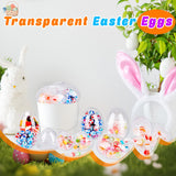 Barblog 24 Pcs 3.15 Inch/ 3.5 Inch/ 5 Inch Large Clear Easter Plastic Eggs Fillable Transparent Easter Eggs Bulk for Easter Hunt Easter (Clear ( 3.5