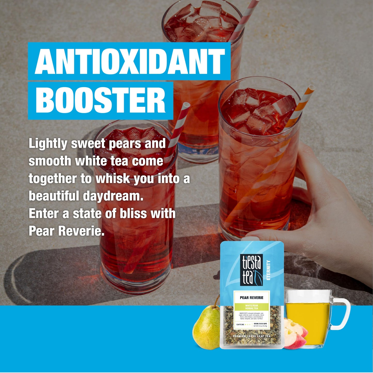 Tiesta Tea - Pear Reverie Tea, Loose Leaf, White Pear Herbal Tea, Premium Low Caffeine Tea Blend, Make Hot or Iced & Up to 25 Cups, 2.5 oz Resealable