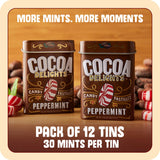 Cocoa Delights Chocolate Peppermint Candy Pastilles - 30 Count Tin (Pack of 12) | Vegan, Gluten Free & Kosher Certified | Travel Size Bulk Candy Tins