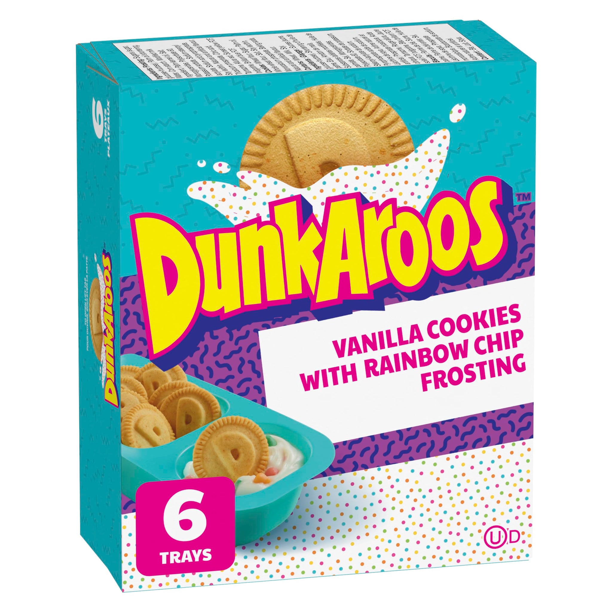 Betty Crocker DunkAroos, Vanilla Cookies with Rainbow Sprinkle Frosting, 6 x 28g/1 oz