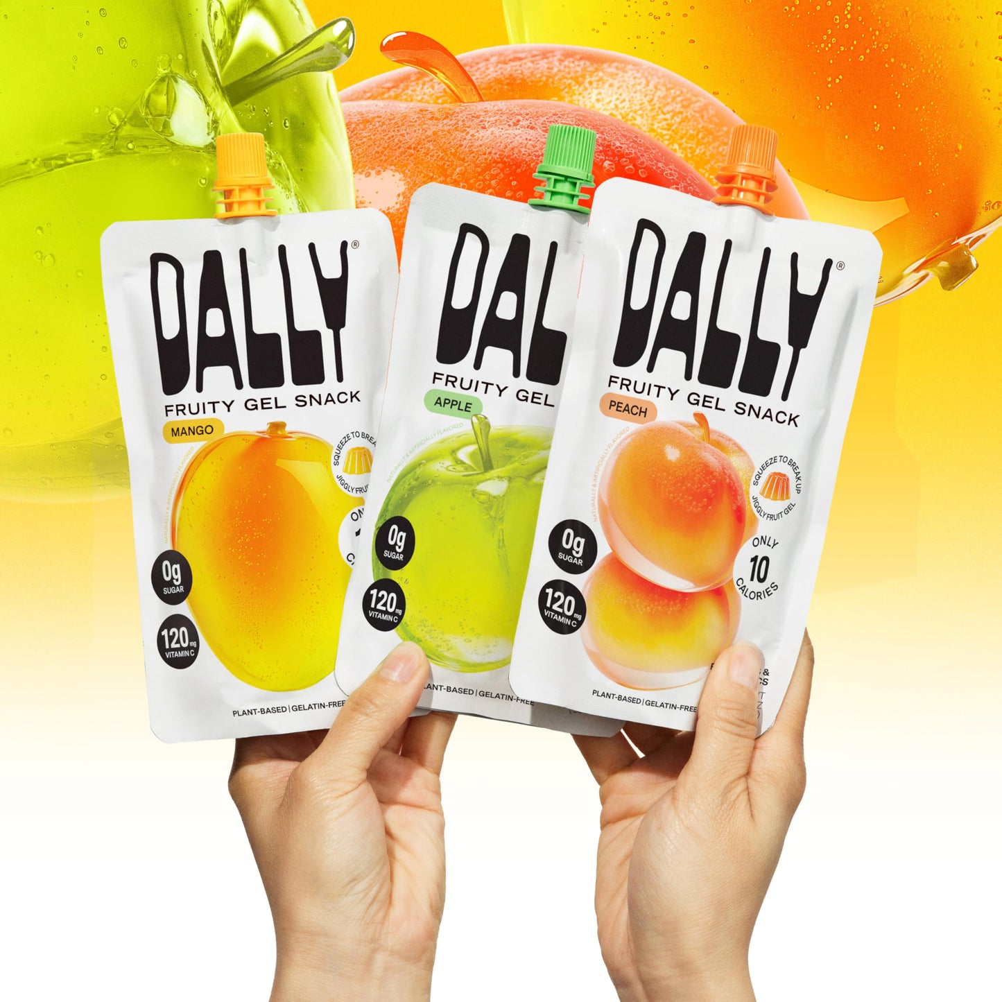 Dally Variety Pack [Mango, Peach & Apple] Drinkable Konjac Jelly 10 Pouches | 10-Calorie Keto, Gluten Free, Sugar Free Korean Fruit Snack | Prebiotics