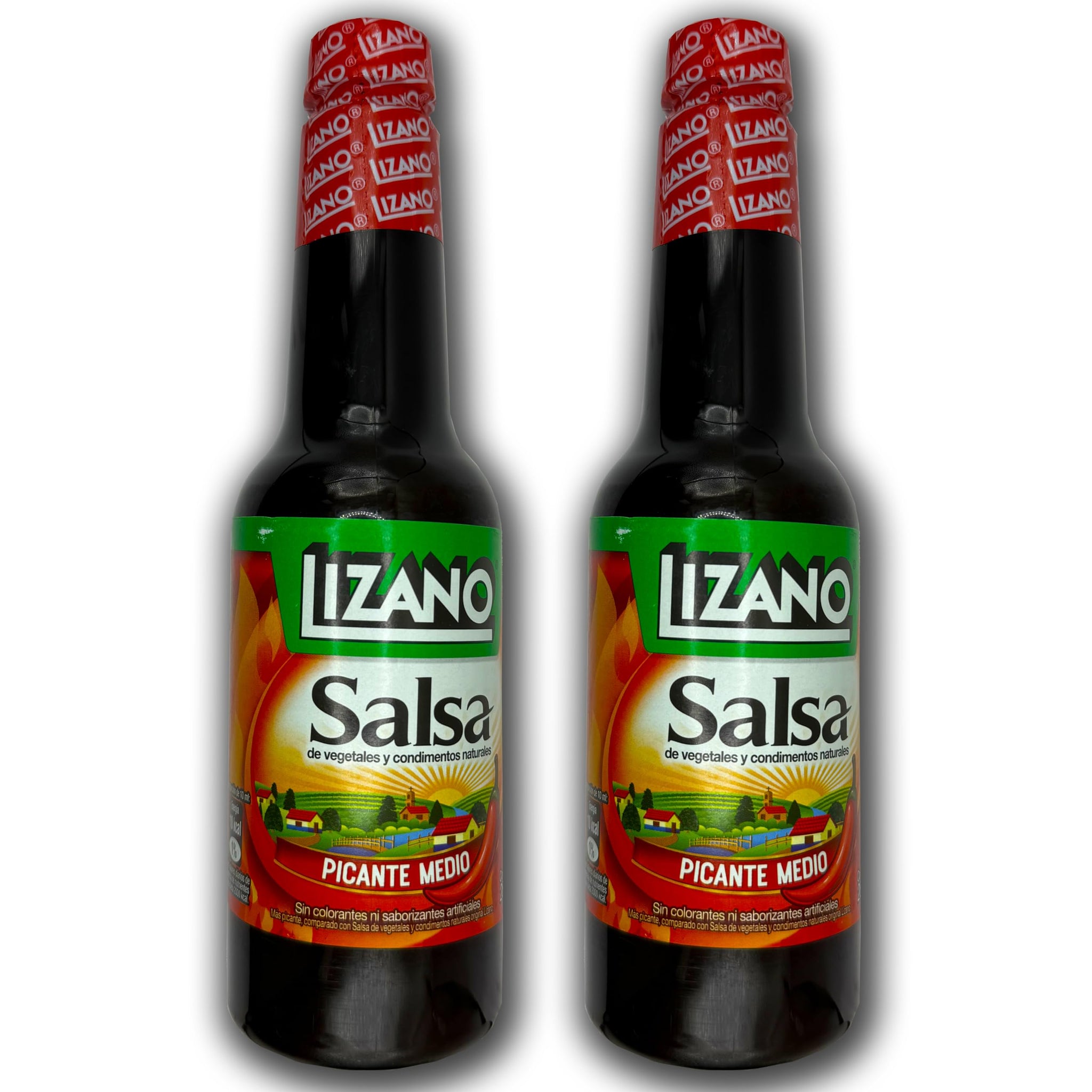 Salsa Picante Medio, Costa Rican Hot Sauce, 280 ml / 9.46 fl oz Each, Vegetable-Based Spicy Li zano Condiment Sauce for Gallos, Tacos, Rice, Beans