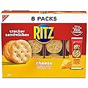 RITZ Cheese Sandwich Crackers, Lunch Snacks, 8 Snack Packs (6 Crackers Per Pack)