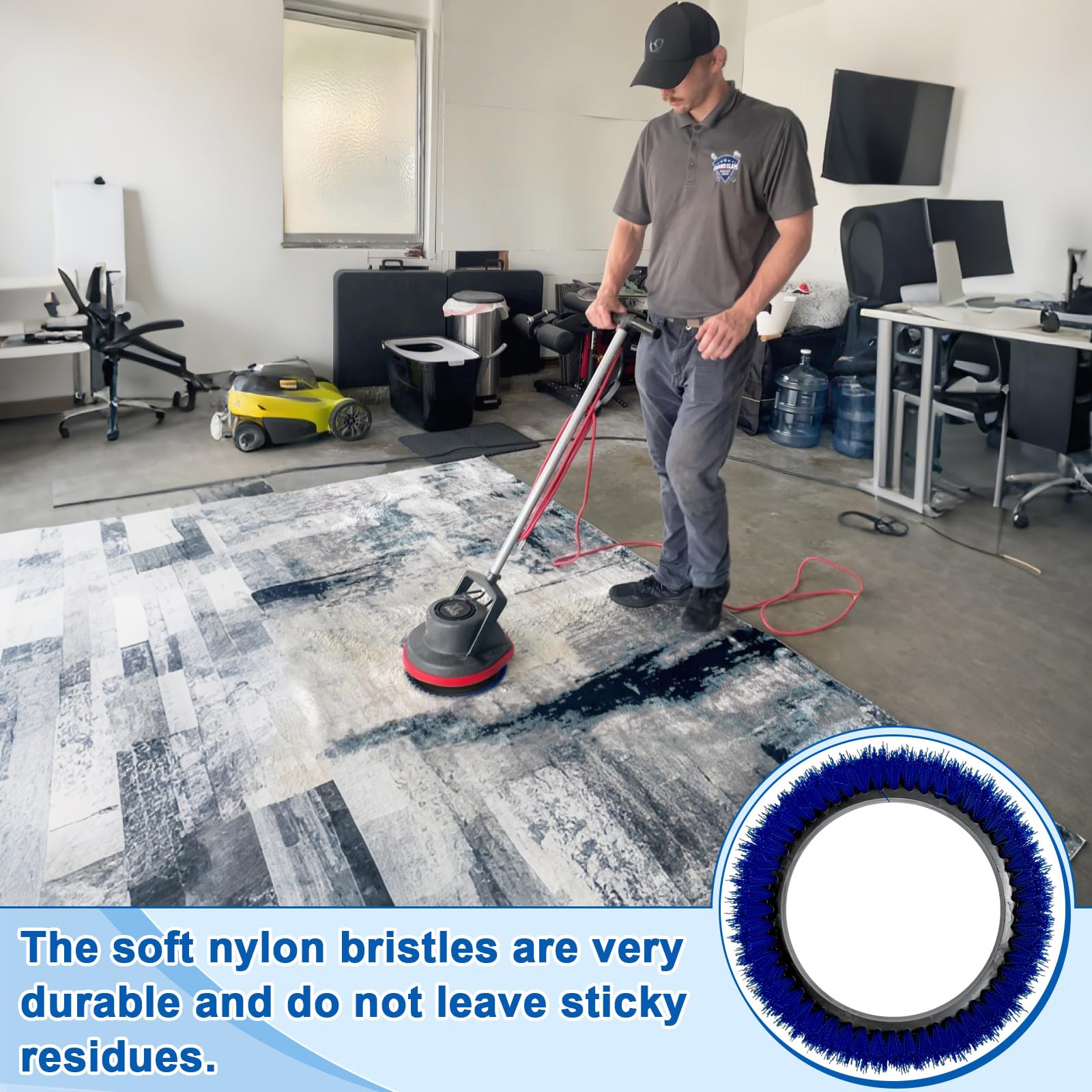 Commercial 237058 Nylon Carpet Polypropylene Scrub Orbiter Brush, 12" Diameter, for ORB550MC Orbiter Floor Machine, Blue
