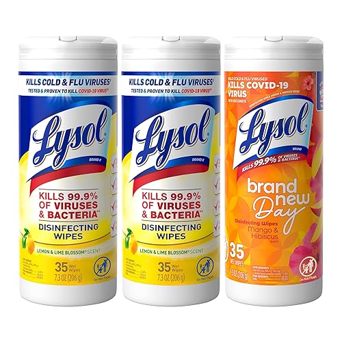 Lysol Disinfectant Wipes, Multi-Surface Antibacterial Wipes for Disinfecting and Cleaning, Mixed Fragrance pack containing Lemon & Lime Blossom (2