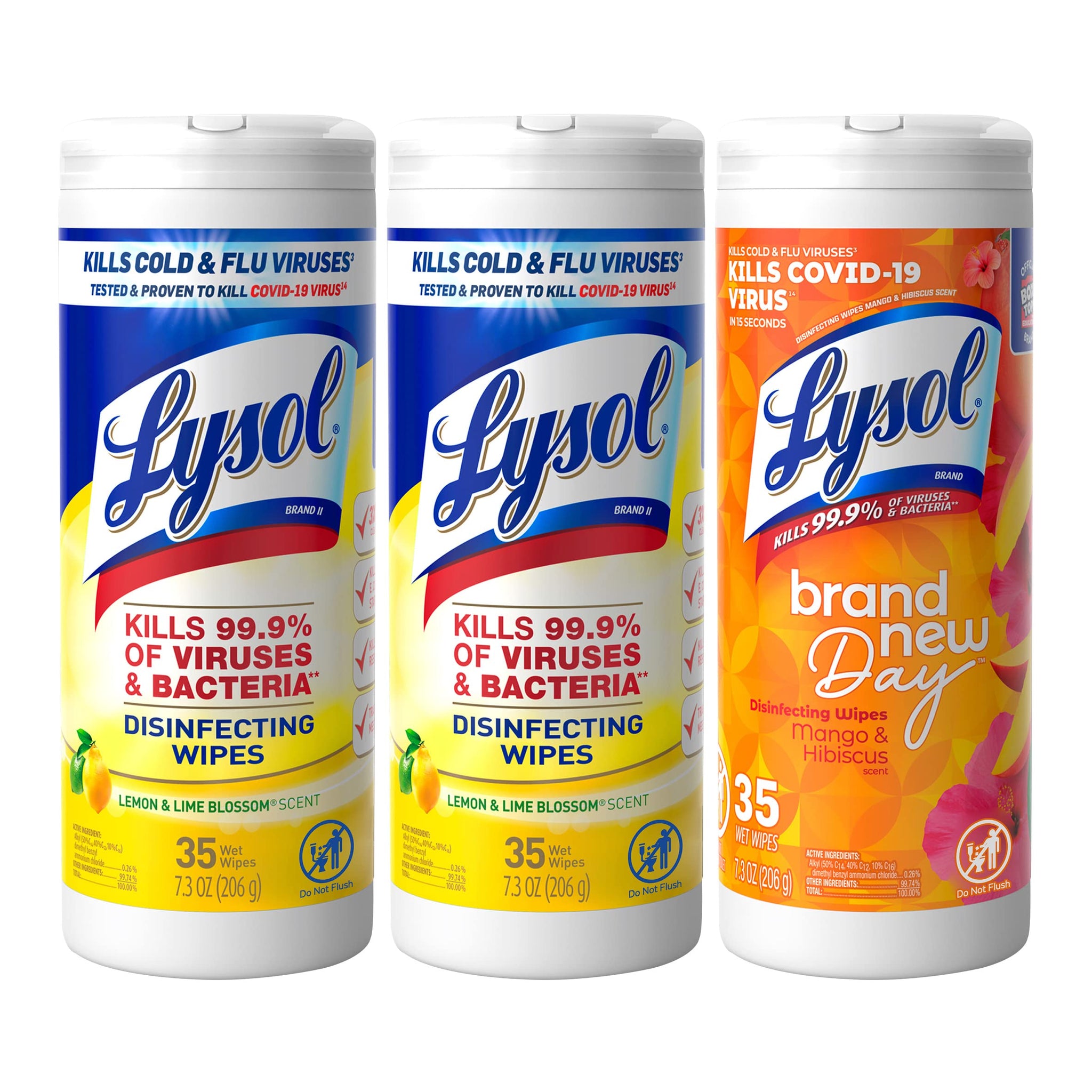 Lysol Disinfectant Wipes, Multi-Surface Antibacterial Wipes for Disinfecting and Cleaning, Mixed Fragrance pack containing Lemon & Lime Blossom (2