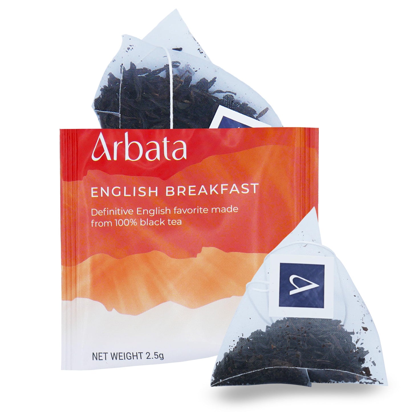 Arbata English Breakfast Tea, 12 Pyramid Tea Bags - Artisanal High Caffeine Black Tea, Naturally Flavored Robust & Smooth Classic British Tea Sachets