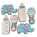 Elephant Baby Shower Cookies- 6 Decorated Crunchy Shortbread Cookies Individually Wrapped With Bow by BakersDozenToGo